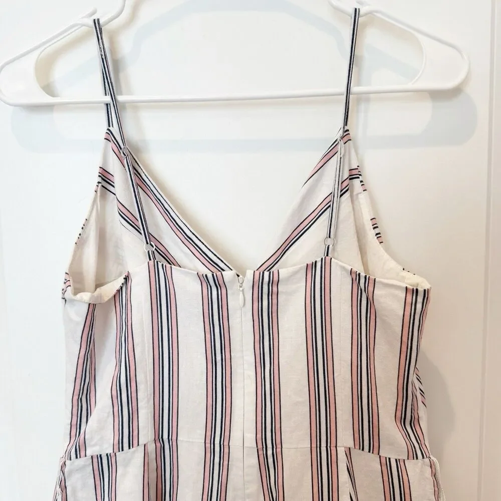 Banana Republic Womens Linen Blend Jumpsuit Size 4 Stripe‎ Casual Work Resort